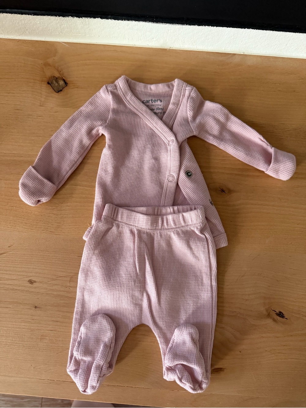 PREMIE Carter's Light Pink Waffle Knit Set